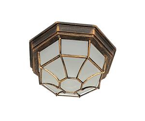 Plafonnier en aluminium et verre couleur cuivre antique, IP44, pour terrasse et balcon, L:27 cm, E27, rustique, MILANO