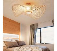 Plafonnier En Bambou Lampe Suspension Rétro E27 Lustre Rotin Naturel Éclairage Campagne Lampe De Plafond Tissé À La Main Chambre Restaurant Salon Café Décoration Lampe Économie D'énergie,A,65cm