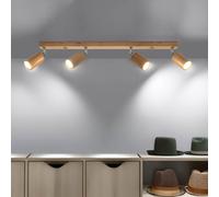Plafonnier En Bois 4-Flammes 80 Cm Long Orientable GU10 Spot Lampe