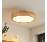 Lindby LED Plafonnier Lanira à intensité variable (Moderne) en Marron Bois e. a. pour Salon & Salle manger (1 lampe,à), bois plafonnier lampe