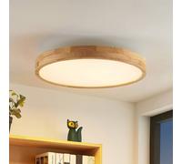 Plafonnier en bois Lanira Lindby, dimmable, bois clair, Salon / Salle à manger, Bois, Moderne, Plafonnier