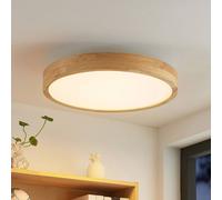 Plafonnier en bois Lanira Lindby, dimmable, bois clair, Salon / Salle à manger, Bois, Moderne, Plafonnier