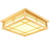 Plafonnier en bois massif, plafonnier carré creux minimaliste moderne nordique, LED japonais de séjour créatif salon salle à manger chambre couloir éclairage intérieur ( Color : Warm Light , Size : 55