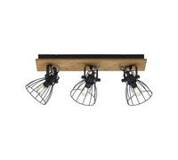 Plafonnier En Bois Métal E14 3-Flammes 60 Cm Long Luminaire Cuisine Bureau