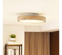 Lindby LED Plafonnier Milada à intensité variable (Moderne) en Marron Bois e. a. pour Salon & Salle manger (1 lampe,à), bois plafonnier lampe