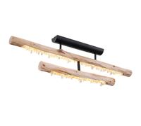 Plafonnier en bois rustique Lampe de salon en bois noir, avec décor cristal, 1x LED 30W 1350Lm blanc chaud, L 100 cm