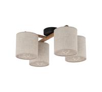 Plafonnier En Bois Tissu Noir E27 4-Flammes Beige Moderne L:53 Cm