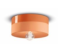 Plafonnier En Céramique Ø 25 Cm Rond H: 11 Cm En Orange Rétro E27