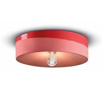 Plafonnier En Céramique Ø 40 Cm Rond Rouge Design Rétro E27 Fait Main