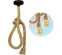 Plafonnier en corde 150 cm textile, douille de plafond rétro rurale pour ampoule E27