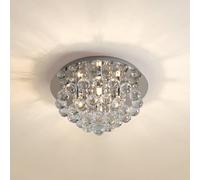 Plafonnier en cristal Antonino Lindby, dimmable, argenté, Salon / Salle à manger, Cristal, Moderne, Plafonnier
