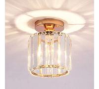 Plafonnier En Cristal, Lustre En Cristal, Suspension Moderne En Métal Avec Led E27, Mini Lustre Semi-Encastré Pour Cuisine, Salle À Manger, Chambre, Couloir/Cercle D'Or