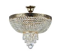 Plafonnier En Cristal Métal Ø 40 Cm Rond En Or Antique 5X E27 Plafonnier