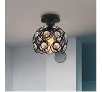Plafonnier en Cristal Métal Fer Lampe de Plafond Lustre E27 - TEMPSA - Moderne - Vintage - Noir - 20x20cm