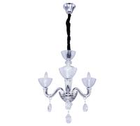Plafonnier en cristal moderne, 3 lampes, verre fumé, chrome, 3 ampoules E14, D x H 58 x 135 cm