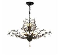 Plafonnier en cristal vintage - TCpick - 9 lumières - Noir/Blanc - LED - Douille E14 - Métal - Montage au plafond