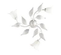 Plafonnier en fer blanc argenté à trois lumières Verre blanc albâtre 67x h20 cm