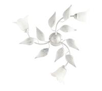Plafonnier en fer blanc argenté à trois lumières Verre blanc albâtre 67x h20 cm