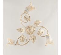 Plafonnier en fer forgé classique ivoire et doré avec verre de murano, plafonnier de chambre à coucher, plafonnier 3 lumières bon-274