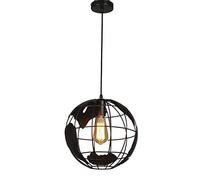Plafonnier en Forme de Cage en Fer de l'industrie américaine, plafonnier avec Globe terrestre Carte, E27, Finition Noire, luminaire Suspendu rétro pour Salle à Manger, Salon, Chambre à Coucher,