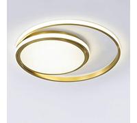 Plafonnier en laiton pour chambre à coucher, bureau, plafonnier LED à trois couleurs, lampe de plafond moderne pour couloir, balcon, couloir, simple à deux anneaux, éclairage de plafond lampe de