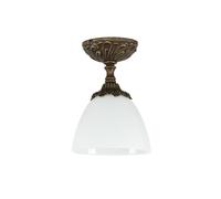 Plafonnier En Laiton Verre Bronze Antique Blanc E14 Fait Main
