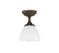 Plafonnier En Laiton Verre Bronze Antique Blanc E14 Fait Main