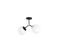 Plafonnier en métal 2 globes - L. 44 x H. 28 cm - Noir et blanc - DAMAR