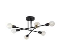 Plafonnier en métal - 3 bras - L. 64 cm x H. 30 cm - Noir - FLOWERA