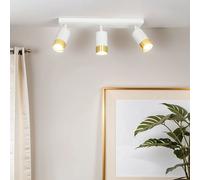 Lampe de plafond blanc, or, spot de plafond à 3 flammes, spot lampe plafond, flexible, L:39,5 cm, ciblé, cuisine, couloir, plafonnier GU10
