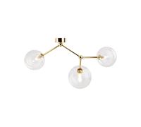 Plafonnier En Métal Et Verre 70 Cm De Long En Or 3-Flammes G9 Boule