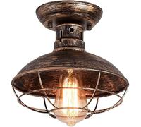 Plafonnier en Métal Industriel Vintage, Plafonnier Semi-encastré, Cage De Luminaire De Décoration en Fer Forgé, éclairage Rustique Semi Pendt E26 pour Café Bar Loft Bureau Ve, Bronze