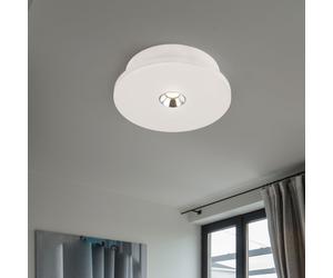 Plafonnier en plâtre blanc, lampe de cuisine moderne, chromé, LED 4W 200Lm, blanc chaud, DxH 16x4,5 cm