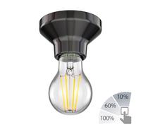 Plafonnier en porcelaine Elektra rond noir 90mm + ampoule LED E27 6,9W blanc [EEK: D]