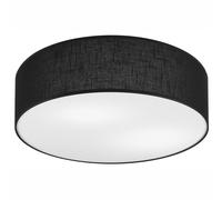 Plafonnier En Tissu Noir Ø 45 Cm H: 13 Cm Rond Plat 2X E27