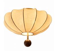 Plafonnier En Tissu Style Français Milieu Du Siècle, Lampe Encastrée Zen Orientale En Forme de Citrouille Avec Décor En Bois Massif, Éclairage Art Déco, Idéal Pour Chambre, Salon, Bureau, Chambre D'En