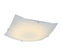 Plafonnier en verre blanc, lampe de couloir, lampe de salon, plafonnier chromé, carré, 1x LED 12W 900Lm blanc chaud, LxlxH 30x30x8,5 cm