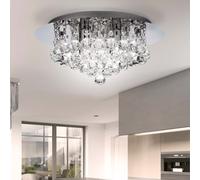 Plafonnier En Verre Chromé Pour Salon Éclairage Cristal Boule Lampe Argent