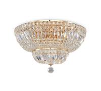 Plafonnier En Verre Doré Ø46 Cm E14 Suspension À 12 Flammes