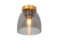 Plafonnier En Verre Fumé Doré IP44 Ø16,1 Cm G9 Luminaire De Salle De Bain Rond