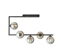 Plafonnier En Verre Fumé Métal 83 Cm Long E14 Noir Gris 5 Braises