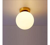 Plafonnier en Verre opale Métal Moderne E27, Mini Éclairage de Plafond Semi-encastré Rond, Luminaire Lampe de Plafond pour Chambre Cuisine Salle à Manger Couloir Entrée (Grande)