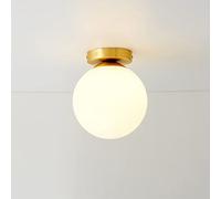 Plafonnier en Verre opale Métal Moderne E27, Mini Éclairage de Plafond Semi-encastré Rond, Luminaire Lampe de Plafond pour Chambre Cuisine Salle à Manger Couloir Entrée (Petit)