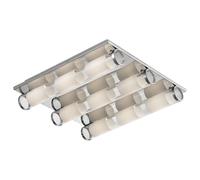 Lampe De Plafond Carrée LED Chromé Aluminium Verre Satiné