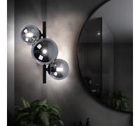 Plafonnier avec boule de projecteur en verre plafonniers boules de verre table à manger, LED noir 3 flammes, 3x 3,5 W 3x 350lm 3000K, LxH 21x28 cm