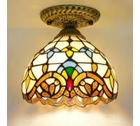 Plafonnier en vitrail de style Tiffany E27 Lampe vintage antique pour cuisine Salon Chambre à coucher Salle de bain Couloir Escalier Salle à manger Café Bar Éclairage élégant pour la maison