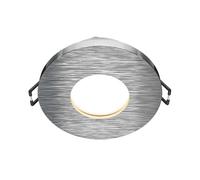 Plafonnier encastrable salle de bain 1 flamme rond IP65 argent D 8,4 cm