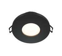 Plafonnier encastrable salle de bain 1 flamme rond IP65 noir D 8,4 cm