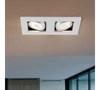 Lampe encastrable plafonnier plafonnier lampe de couloir lampe de salon luminaire encastrable, spots mobiles 2 ampoules, métal blanc, douilles GU10, Lxl 18,5x10cm