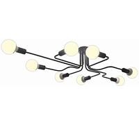 Plafonnier encastré, Lustre Moderne Vintage Noir de Style Industriel avec 4 Ampoules E27, idéal pour la Cuisine, la Salle à Manger et la Chambre, Noir, 8 têtes